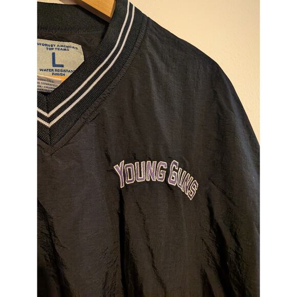 Vintage young guns black pull‎ over windbreaker Russell athletic size L nylon - Picture 7 of 7